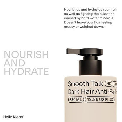 Smooth Talk Dark Hair Anti-Fading Conditioner - Hydrates & Repairs to Reverse Damage Caused by Hard Water - Stop Color Fading & Protect Against Brassiness - With UV Protection