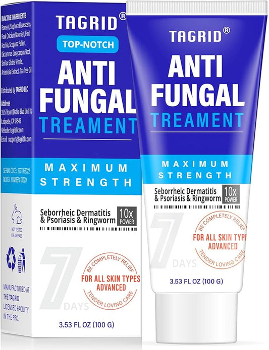 TAGRID Antifungal Cream, Psoriasis, Seborrheic Dermatitis, Ringworm Treatment for Humans, Tinea Versicolor Treatment, Clinically Proven Maximum Relief - 100g