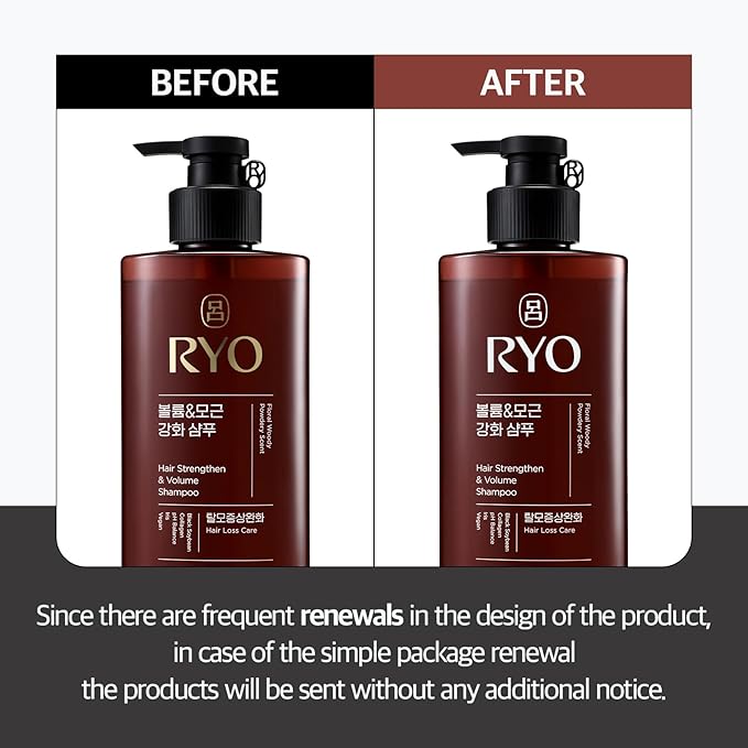 RYO Strengthen & Volume Shampoo with Korean Ginseng & Caffeine - Volumizing and Revitalizing for Fine Hair, Anti Loss Care, Strengthening hair roots, 16 Fl Oz.