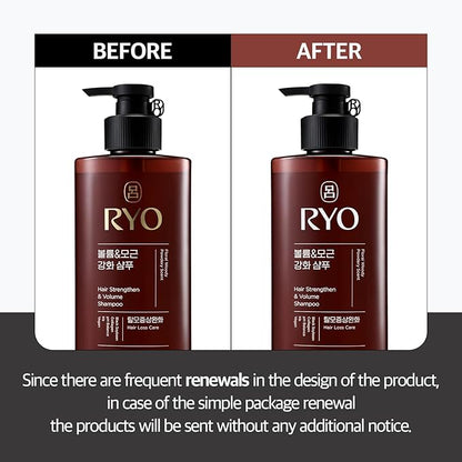 RYO Strengthen & Volume Shampoo with Korean Ginseng & Caffeine - Volumizing and Revitalizing for Fine Hair, Anti Loss Care, Strengthening hair roots, 16 Fl Oz.