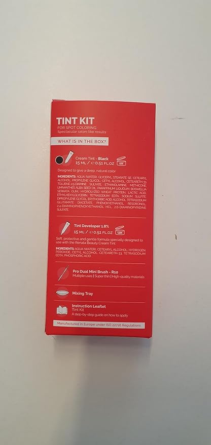 RB RENATA BEAUTY Tint Kit – Cream Hair Dye Kit with Developer and Application Brush for Spot Coloring - Covers Gray Hairs, Smudge-Proof, Long-Lasting Up to 4 Weeks, 20 Applications [Black]