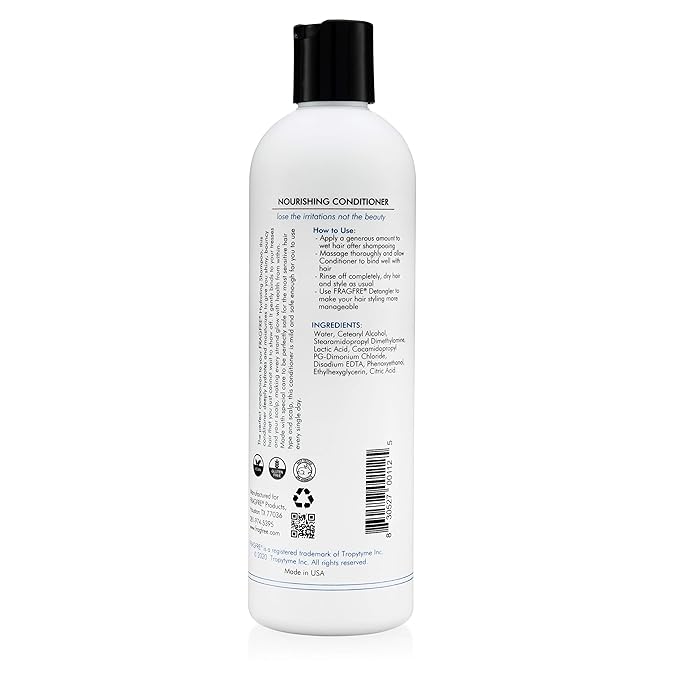 Fragrance Free Conditioner 12 oz (2-Pack Gift Set) - Parabens Free Hypoallergenic - Hair Conditioner for Sensitive Skin - Deep Conditioning for Normal Treated and Fragile Hairs - Vegan GF/CF