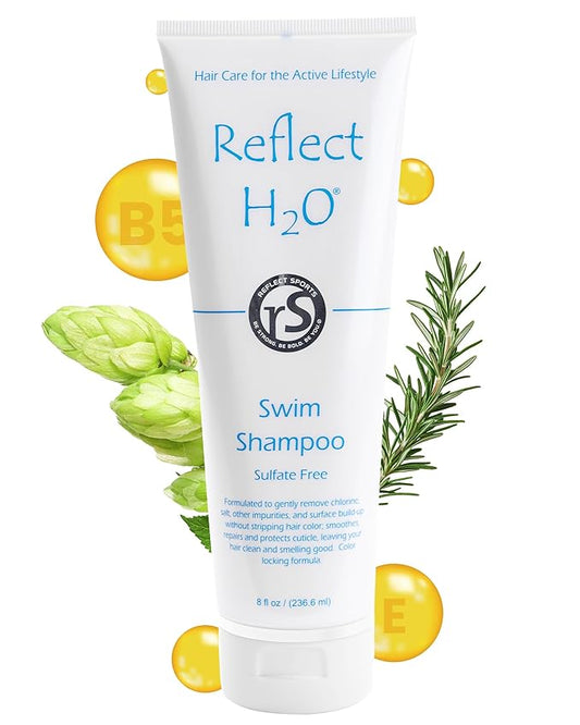 Reflect HշO Swim Shampoo - Sulfate-Free Copper & Chlorine Hair Protection with Keratin, Vitamin E & B5 for Green Hair & Fading - Chlorine Removal Shampoo for Swimmers of All Hair Types - 8oz