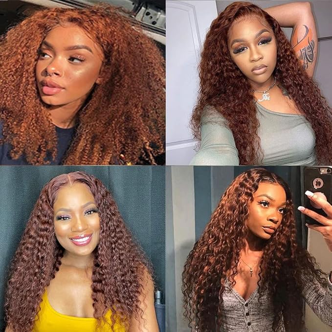 Light Brown Human Hair Bundles Color #30 Water Wave Bundle Light Brown Human Hair 3 Bundles 24 26 28 Inch Niegmeag Double Weft Remy Color #30 Bundle