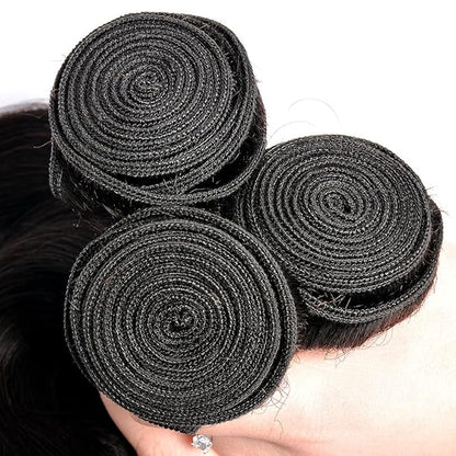 #1B Human Hair Bundles Straight Bundles 24 24 24 Inch Unprocessed Brazilian Virgin Hair Weave 3 Bundles 50 Grams Per Bundle Natural Color Bundle Human Hair Extensions