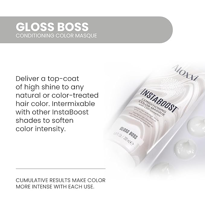 ALOXXI InstaBoost Conditioning Color Mask in Gloss Boss, Adds Glossy Shine and Deeply Conditions Hair, 6.8 Fl Oz
