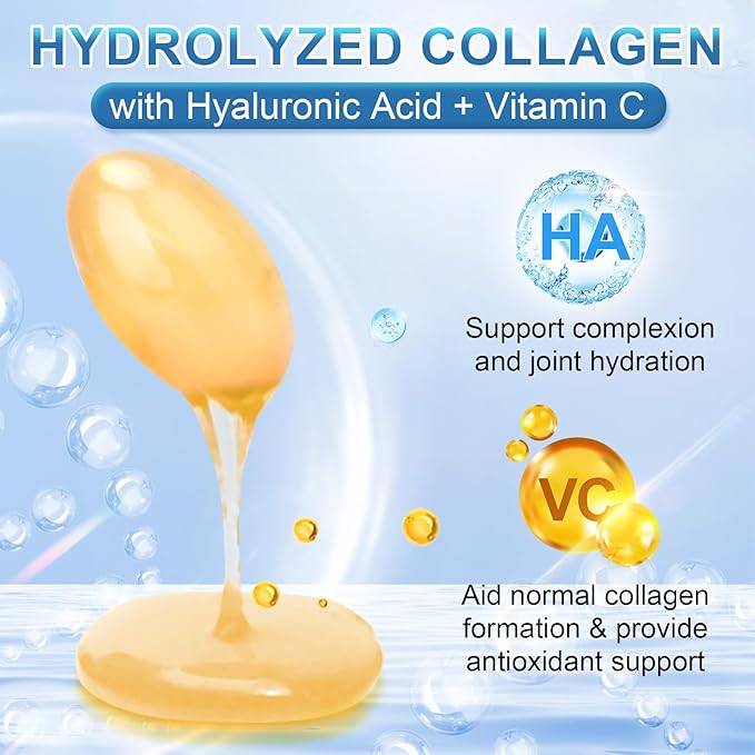 Multi Collagen Peptides for Women & Men, Hydrolyzed Collagen Peptides-Type I, II, III, V, X - with Hyaluronic Acid,Vitamin C,Biotin,Supports Skin Hair Nail, Non-GMO,840 Softgels