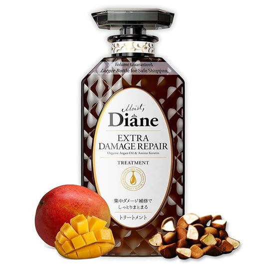 Moist Diane Keratin Hair Treatment for Damaged & Color Treated Hair Women & Men, Organic Hair Conditioner by Argan Oil & Mango Oil from Japan, Silicone & Sulfate Free 15.2 Fl Oz EXTRA DAMAGE REPAIR