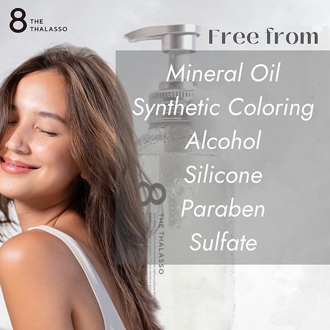 8 THE THALASSO Anti Frizz Shampoo for Women & Men, Organic Tea Tree Shampoo by Mint, Collagen, Peptides, Stem Cells & Deep Sea Water from Japan, Paraben and Sulfate Free, 16.1 Fl Oz, DRY HAIR