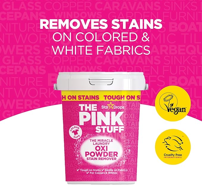 Stardrops The Pink Stuff Miracle Laundry Stain Remover Kit – Oxi Powder for Whites & Colors, Stain Remover Spray – Tough on Stains, Gentle on Fabrics (3-Pack)