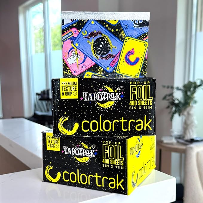 Colortrak Tarot Pop-up Foil W/Dispenser (400 Count), Pre-cut Sheets, Non-Slip Embossed Texture, 5" x 11" Sheets for Hair Foil Coloring and Highlighting Sheet Applications