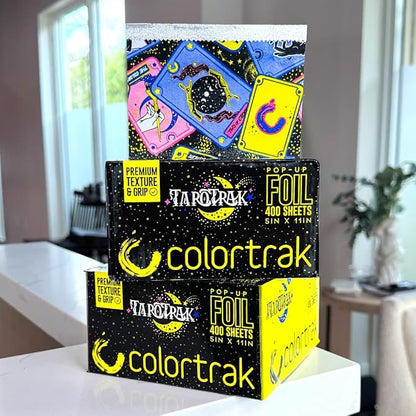 Colortrak Tarot Pop-up Foil W/Dispenser (400 Count), Pre-cut Sheets, Non-Slip Embossed Texture, 5" x 11" Sheets for Hair Foil Coloring and Highlighting Sheet Applications