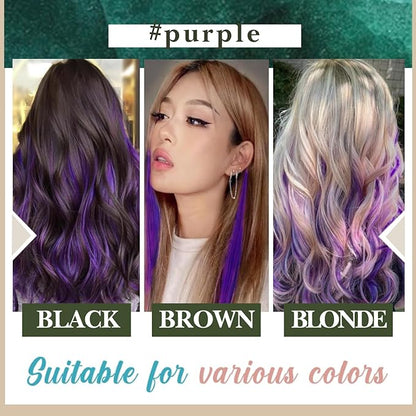 RUNATURE Tape in Hair Extensions Human Hair Straight Color Purple Hair Extensions Tape in Extensions for Long Hair, Remy Natural Hair for Highlights, Soft Silky Tape Ins 20 Inch 50g 20pcs