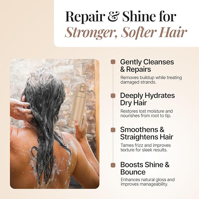 MOEHAIR Protein Infused Shampoo and Conditioner Set for Dry & Damaged Hair | Strengthens Hair Fiber | Sulfate & Paraben Free | Adds Shine, Softens & Hydrates Hair (32 Fl Oz)