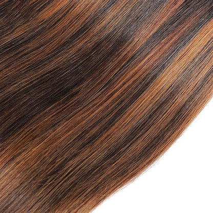Ombre P430 Straight Bundles Human Hair Highlight Straight Bundles Brown and Light Brown two tone Brazilian Human Hair Soft and Silky for Black Women 26 28 30 Inch