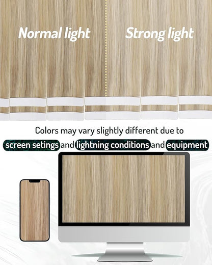 RUNATURE Human Hair Tape in Extensions Ash Blonde Mix Light Blonde Invisible Tape in Hair Extensions Human Hair 18 Inch Double Sided Remy Tape ins Human Hair Extension Silky Full Ends 50g 20pcs