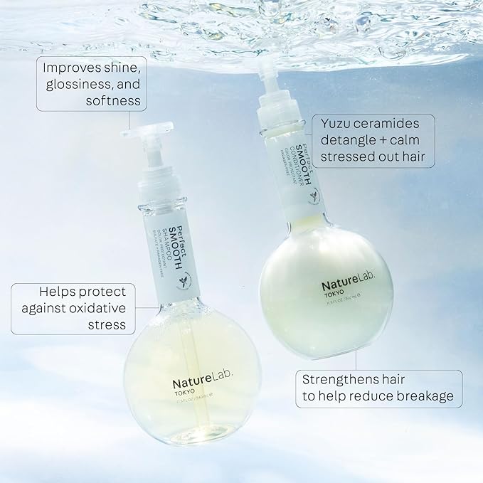 NatureLab.TOKYO Frizz-Free Hydration Limited Edition Set: Includes Smooth Shampoo, Conditioner & Scalp Sake Rinse – Hydrates & Tames Frizz, Balances Scalp Microbiome, Includes Furoshiki Wrap