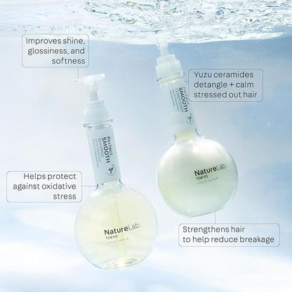 NatureLab.TOKYO Frizz-Free Hydration Limited Edition Set: Includes Smooth Shampoo, Conditioner & Scalp Sake Rinse – Hydrates & Tames Frizz, Balances Scalp Microbiome, Includes Furoshiki Wrap