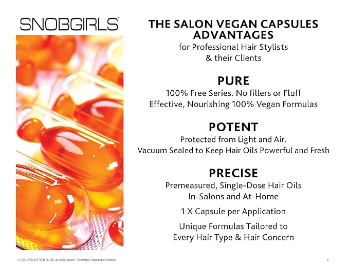 Anti Frizz Hair Oil Capsules – SNOBGIRLS VICE-VERSA CURLS Vegan Leave-In Serum for Curly & Frizzy Hair with Coconut, Avocado, Vitamins, Biotin & Hyaluronic Acid. Color Safe & Heat Protectant – 15 Ct