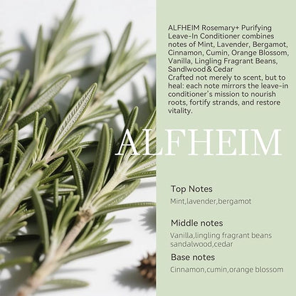 ALFHEIM Rosemary+ Leave-in Conditioner | Lightweight Hydrating & Smoothing Hair Mist | Frizz Control & Heat Protection | Suitable for Oily, Fine, and Dandruff-Prone Hair | 5.4 oz