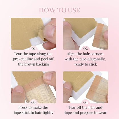 MAXITA No-Residue Replacement Tape for Hair Extensions - 180 Double Sided Tabs, 1.6 * 0.3 inch