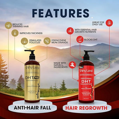 Shiny Leaf DHT Blocker Shampoo And Conditioner Bundle With Procapil, Capixyl, Biotin, Castor Oil – Professional Strength Hair Growth Shampoo And Conditioner Sets for Men And Women (4x16 Fl.Oz)