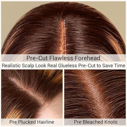 Blonde Glueless Wigs Human Hair Pre Plucked Pre Cut 20 Inch Ombre Lace Front Wig Human Hair 9x6 Loose Body Wave Wig Human Hair 220% Density Glueless Wigs for Black Women