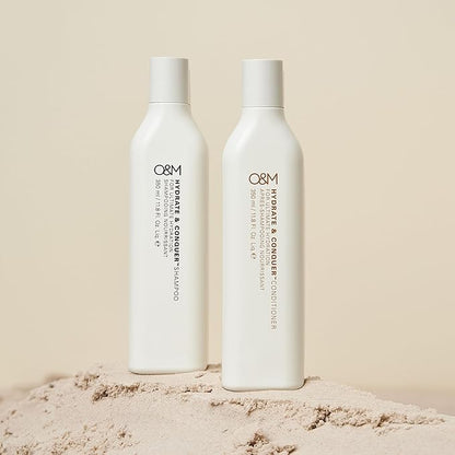 O&M Hydrate & Conquer Vegan Moisturizing Shampoo For Women + Men, Dry, Damaged, Colored Hair, Organic Coconut Oil, Vitamin A, B, C & E, Amino Acids, Paraben/Sulfate-Free, Made in Australia, 350ml