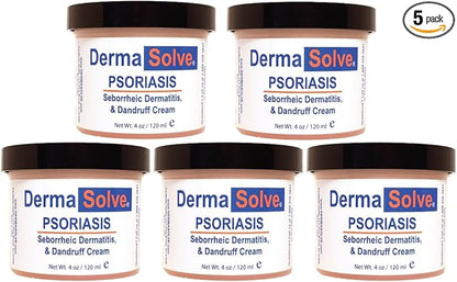 Dermasolve Psoriasis, Seborrheic Dermatitis and Dandruff Cream Formulated to Treat Itchy Skin & Prevent Future Flares to Provide Soothing Moisturizing Relief. (4.0 oz.) 5-Pack