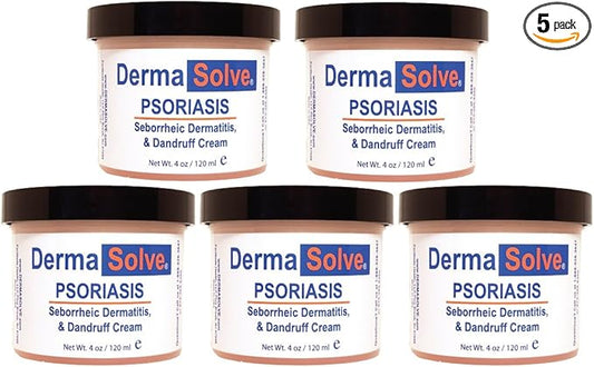 Dermasolve Psoriasis, Seborrheic Dermatitis and Dandruff Cream Formulated to Treat Itchy Skin & Prevent Future Flares to Provide Soothing Moisturizing Relief. (4.0 oz.) 5-Pack