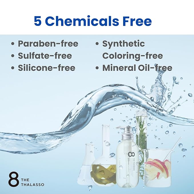 8 THE THALASSO Natural Hair Oil for Women & Men, Anti Frizz Serum by Glycerin, Lecithin, Squalane, Rosemary, Peppermint & Tea Tree, Hair Oil Treatment by Japan, Paraben & Sulfate Free 3.38 Fl Oz MOIST