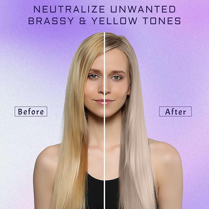 Purple Shampoo & Conditioner Set for Blonde, Silver, Brown, Bleached & Highlighted Hair - Tones Brassiness, Restores Damaged Hair, Deeply Hydrates & Enhances Shine - Color-Safe, 2 x 10.1 oz