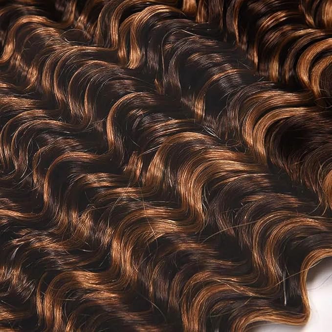 Brown Bundles Highlight Deep Wave Bundles 20 22 24 Inch P430 Human Hair Two Tone Chocolate Mixed with Dark Brown Bundle Soft and Silky for Women