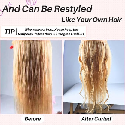 Auburn Tape in Hair Extensions Human Hair Long Invisible Silky Straight Tape in Real Human Hair Extensions for Women