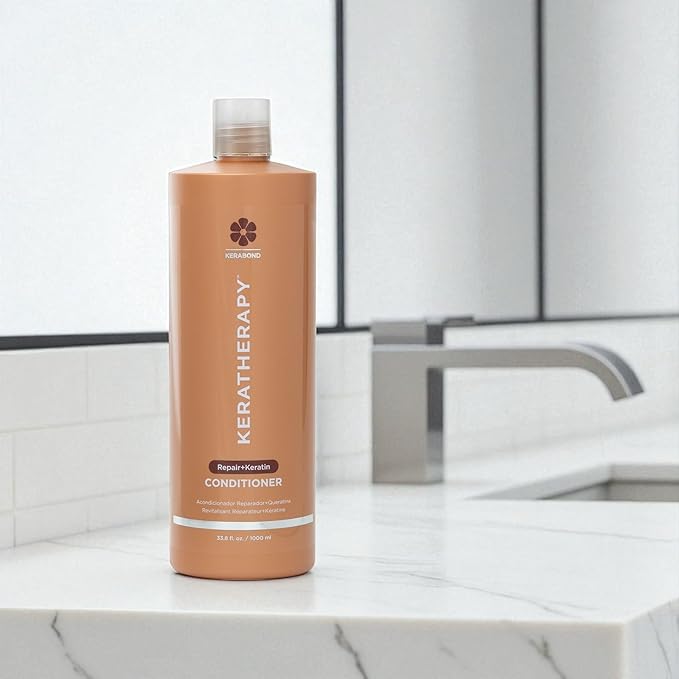 KERATHERAPY Keratin Infused KeratinFIXX Repair Conditioner, 33.8 fl. oz., 1000 ml - Repair Conditioner for Dry, Damaged or Frizzy Hair with Caviar Extract, Argan Oil & Kerabond to Repair Breakage