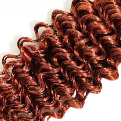28 28 28 Inch Copper Red Human Hair Bundles Auburn Deep Wave Bundles Huxowax Virgin Soft And Silky Remy Hair Extensions Color 33 Deep Wave Bundle 300g