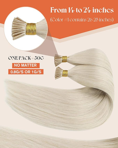 Sunny Hair Itip Hair Extensions Platinum Blonde I Tip Human Hair Extensions 18inch I Tips Hair Extensions Natural 50g