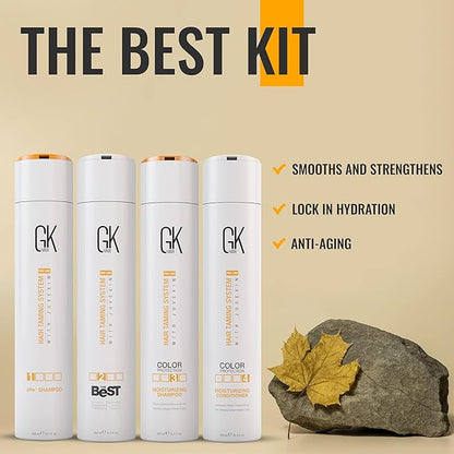 GK HAIR Global Keratin The Best Kit (10.1 Fl Oz/300ml) Smoothing Keratin Hair Treatment Professional Brazilian Complex Blowout Straightening For Silky Smooth & Frizz Free Hair