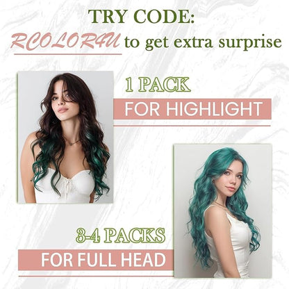 RUNATURE Colored Tape ins Human Hair Extensions Silky 20 Inch Long Tape in Teal Hair Extensions Natural Hair Invisible Glue in Remy Hair Extensions Teal Full Ends 10pcs 25g