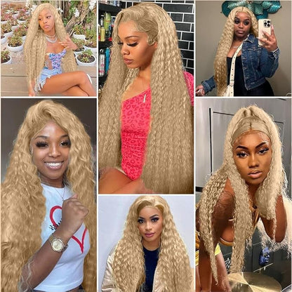 #22 Ash Blonde Bundles Human Hair Water Wave Bundles 26 28 30 Inch Human Hair Weave 3 Bundle Unprocessed Brazilian Virgin Hair Blonde Water Wave Human Hair Extensions 50 Grams/Bundle