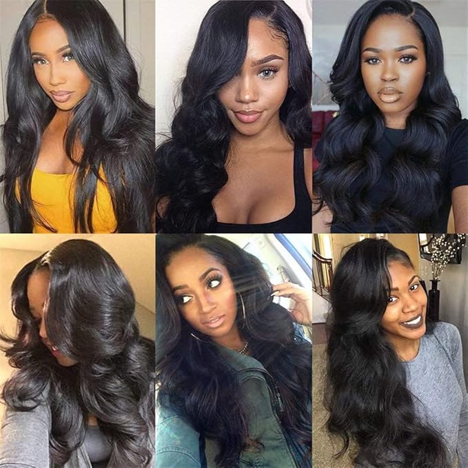Human Hair Bundles Color #1B Body Wave Human Hair Bundle Grade 8A Peruvian Virgin Hair 3 Bundles 24 26 28 Inch Natural Black Body Wave Hair Weave