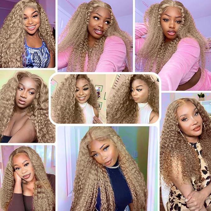 Ash Blonde Human Hair Bundles Color #22 Water Wave Bundle Blonde Human Hair 3 Bundles 24 26 28 Inch Double Weft Virgin Remy Grey Blonde Bundle