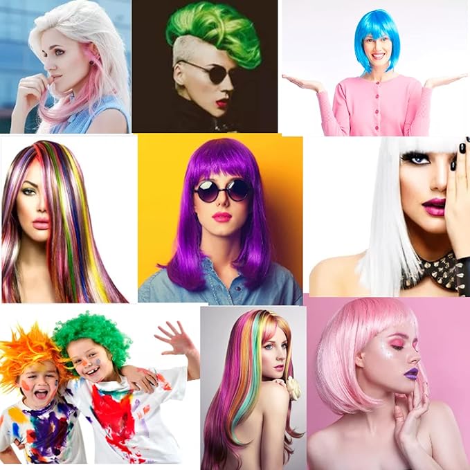 Temporary Hair Color Spray, Natural Hair Coloring Wax Material Disposable Hair Styling Clay Ash for Cosplay, Party, Masquerade, Halloween (Blue, White, Green, Pink, 1 Pack)