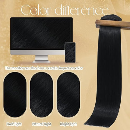 Black Clip in Hair Extensions Real Human Hair 20 Inches 100g #1 Natural Silky Straight Remy Human Hair for Women Jet Black Human Hair Extensions 7pcs