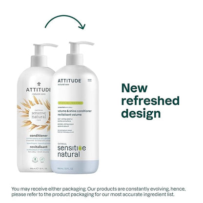 ATTITUDE Hair Conditioner for Sensitive Dry Scalp, Soothing Oat, Naturally Derived Ingredients, Dermatologically Tested, Vegan Detangler, Extra Gentle, 32 Fl Oz (Pack of 6)