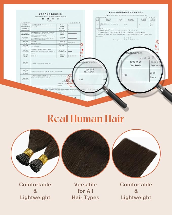 Sunny Hair I Tip Hair Extensions Human Hair Dark Brown Itip Human Hair Extensions Brown I Tip Hair Extensions for Women Itips Remy Hair 14inch 50g
