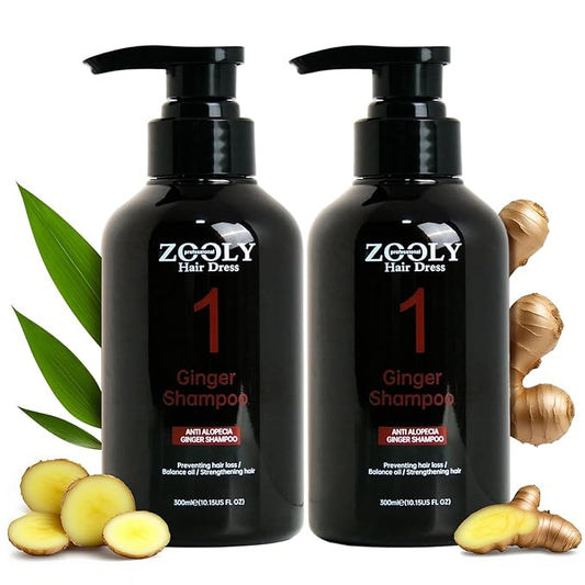Ginger Shampoo with Zingiber Officinale Root, Preventing Hair Loss, for Men & Women, Scalp Therapy, 10.15 Fl Oz Each, Pack of 2