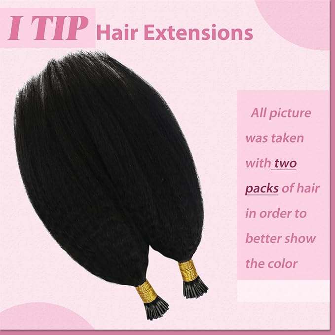 YoungSee I Tips Hair Extensions Real Human Hair Kinky 22In Itip Human Hair Extensions Kinky Straight 50g Black Cold Fusion Hair Extensions Curly Itips Hair Extensions 50s Long Lasting Hair Extensions