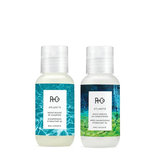 R+Co | Travel Size | Atlantis B5 Shampoo and Conditioner Set for Dry Damaged Hair | Hydrating + Moisturizing + Shine | Vegan + Sulfate-Free | Color Safe | Set of 2