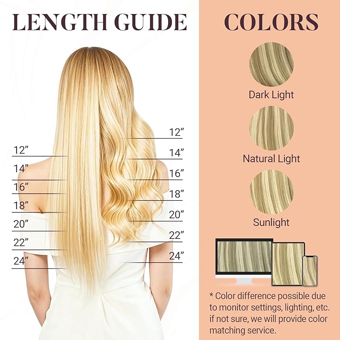 MAXITA Microlink Hair Extensions Human Hair, Light Blonde Highlighted Golden Blonde Micro Bead Hair Extensions Virgin Human Hair, 50g/50 Strands/Pack, 22 In